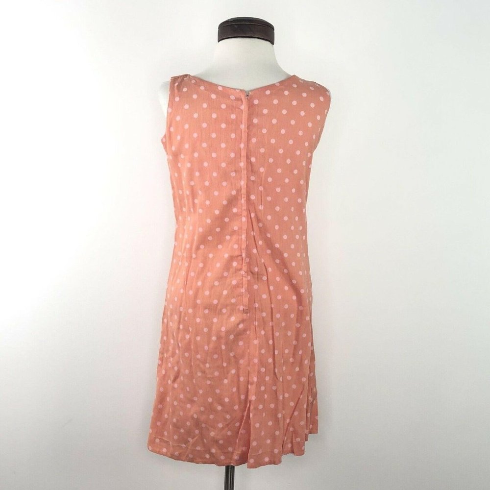 Unbranded Vtg 70s Peach Pink Polka Dot Dress  |  W - Picture 4 of 5